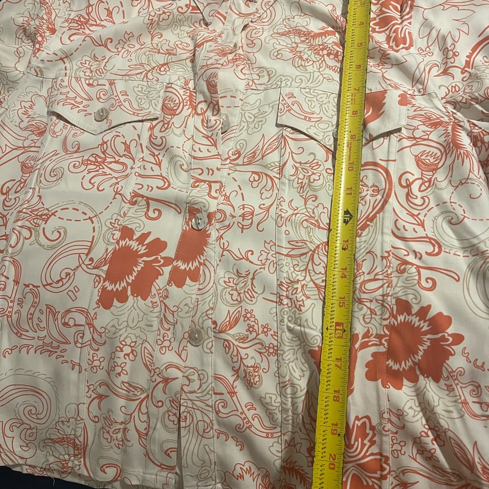 Silk Floral top Tropical Print Shirt Pineapple Moon, Size small; - Picture 6 of 6